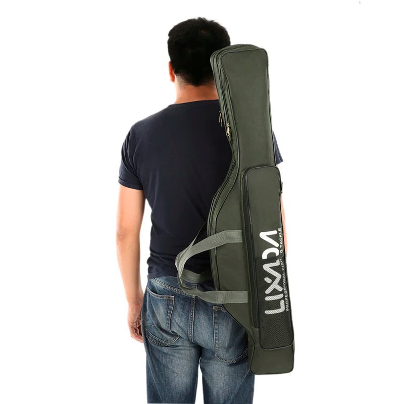 Fishing Bag Portable Folding Fishing Rod Reel Bag Fishing Pole Gear Tackle Tool Carry Case Carrier Travel Storage Bag Organizer
