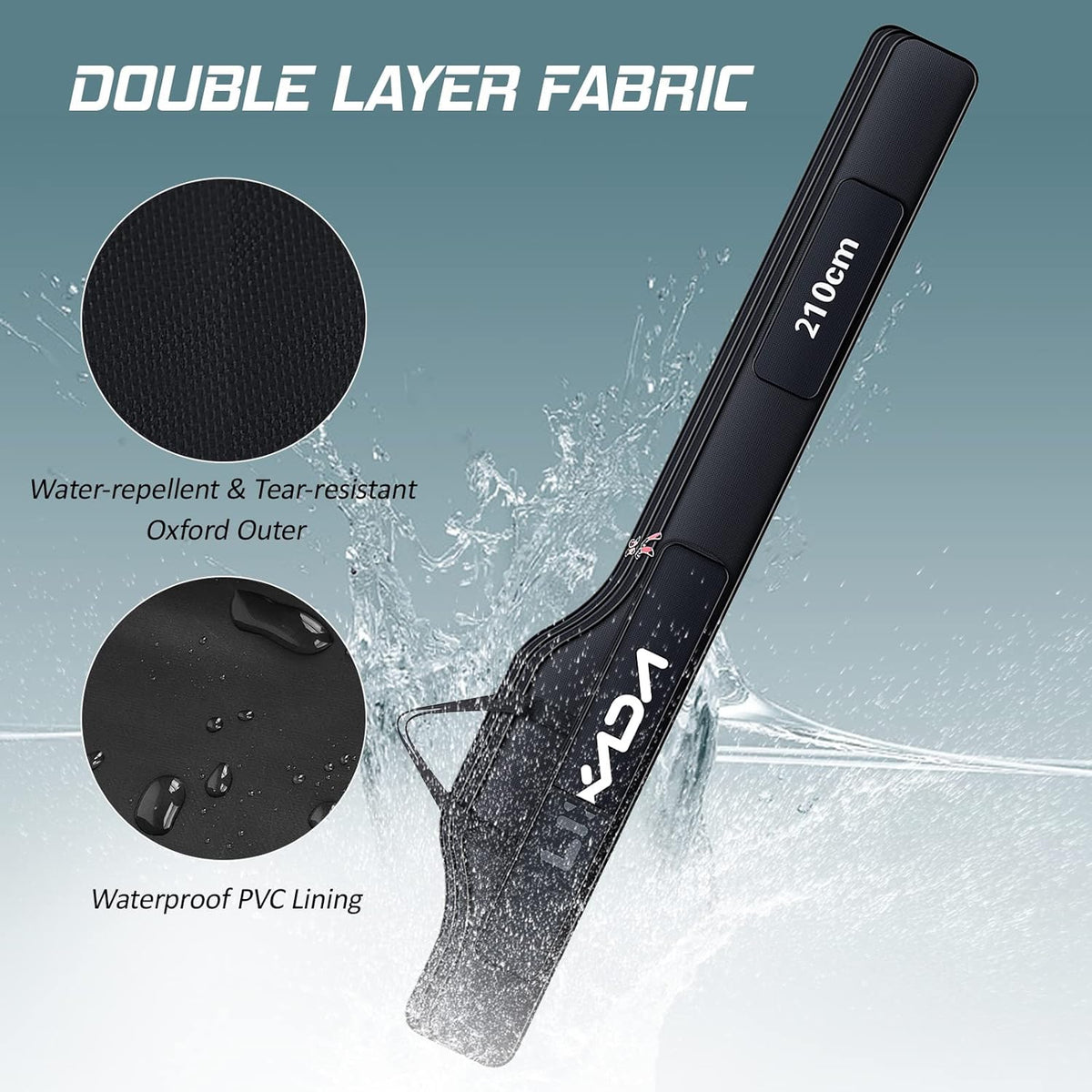 Portable Fishing Bag Folding Fishing Rod Reel Bag Outdoor Fishing Carrier Bag100Cm/130Cm/150Cm (Black, 170Cm), Black, 170Cm, Modern